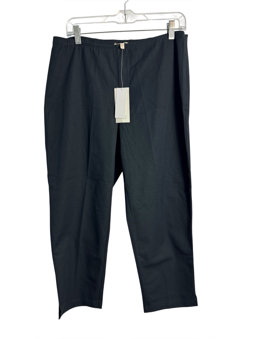 NWT Eileen Fisher Side Zip Slim Ankle Pant Black Size Petite Large